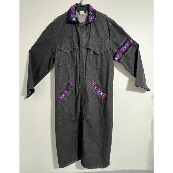 Vintage David James Coat Mens XXLarge Denim Duster Southwestern Made USA 90s - Picture 2 of 16